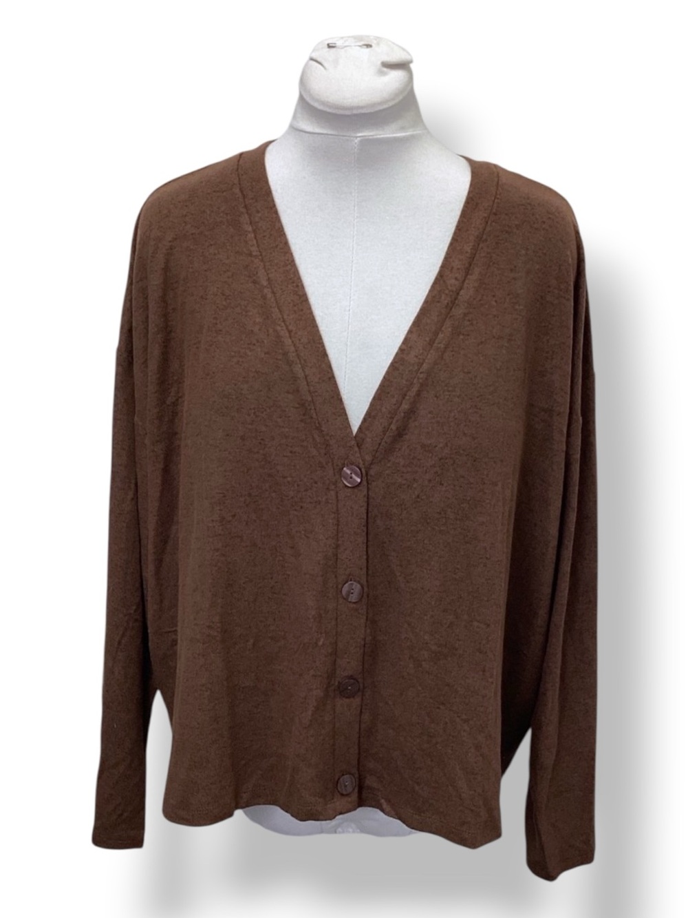 Lane Bryant Women’s Button Front V-Neck Cardigan Sweater Brown 22/24